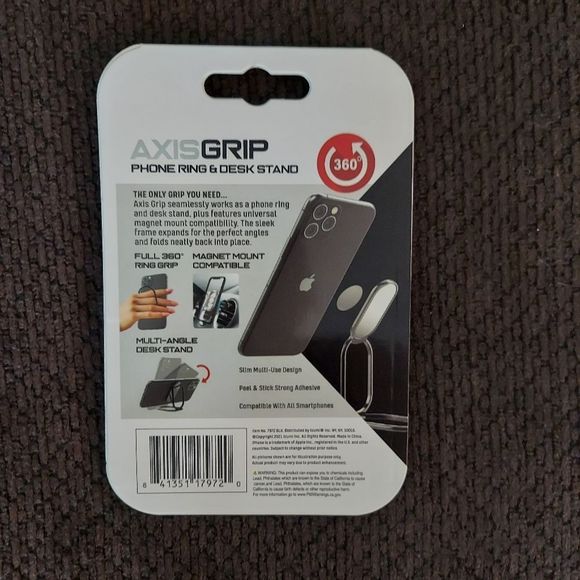 Tzumi Axis Grip Universal Smartphone Ring Holder & Desk Stand - Picture 2 of 3